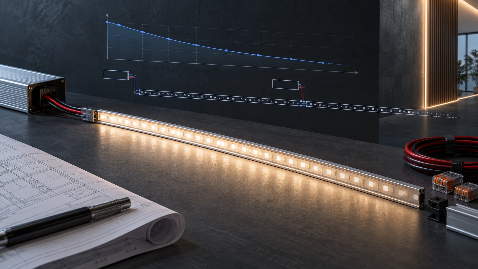 Spannungsabfall bei LED-Streifen und Dimensionierung des Netzteils: Ein praktischer Leitfaden für kommerzielle Projekte