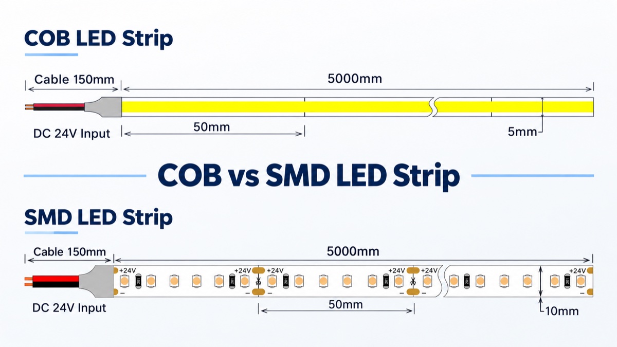 COB vs. SMD-LED-Streifen: Was ist besser für kommerzielle Projekte?